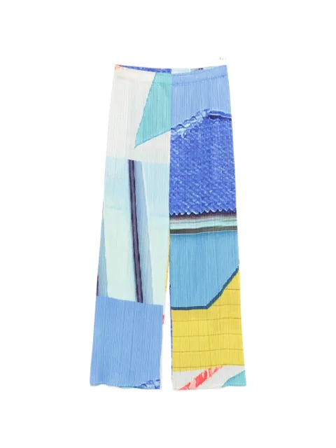 Pleats Please Issey Miyake pleated geometric trousers Blue PP66JF674