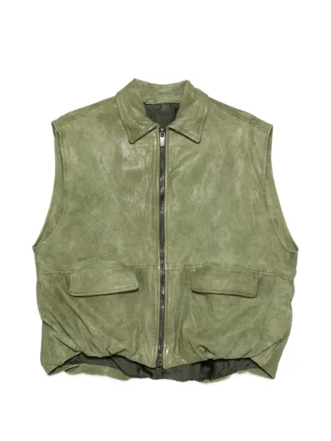 Salvatore Santoro leather gillet Green 50179D