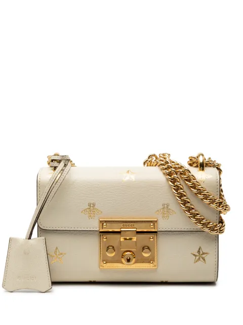 Gucci Pre-Owned 2016-2026 Small Leather Bee Star Padlock crossbody bag White CBDY66090WOZYMI6