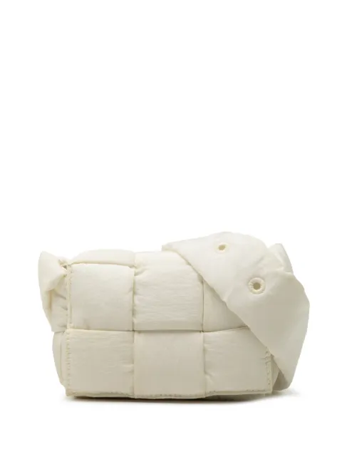 Bottega Veneta Pre-Owned 2012-2026 Candy Nylon Intrecciato Padded Tech Cassette crossbody bag White MJ461JAR56LHN7FB