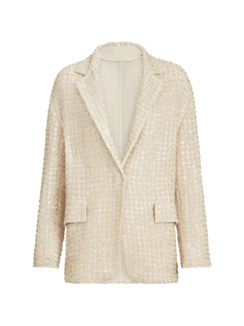Brunello Cucinelli net-embroidery silk blazer Neutrals M0CBR7593C3999