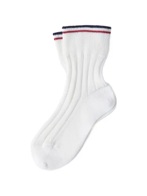 Brunello Cucinelli cotton rib knit socks with stripes White MCSCO9049CZ930