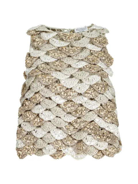 Brunello Cucinelli Dazzling shell Opera top Neutrals MYL614300C9732
