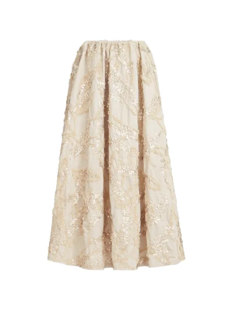 Brunello Cucinelli embroidery midi skirt Neutrals M0F79G4011C9593
