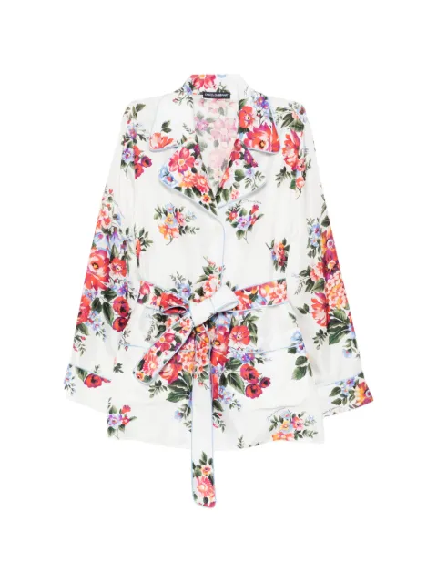 Dolce & Gabbana bouquet-print vanity twill shirt White F5Q03TIS11I