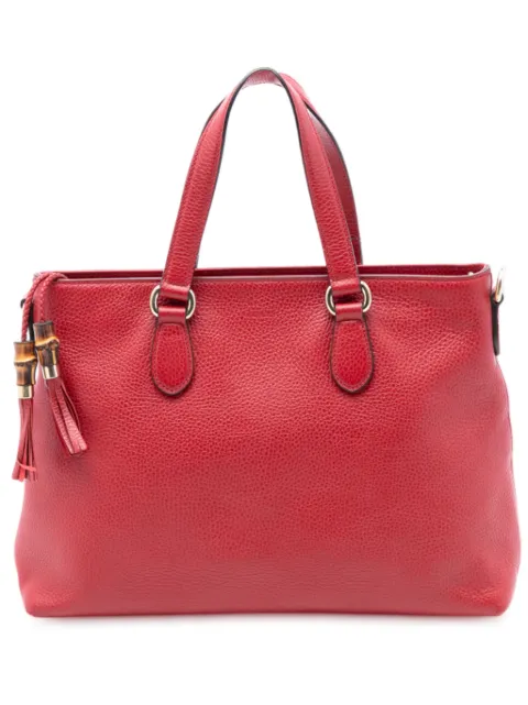 Gucci Pre-Owned 2016-2025 Leather Bamboo Tassel satchel Red MVJJG0PH8BGKMNYZ