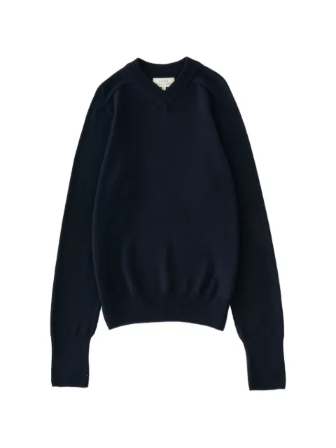 Studio Nicholson Inverness V-neck sweater Blue INVERNESSSN1501EXTRAFINEMERINONAVY