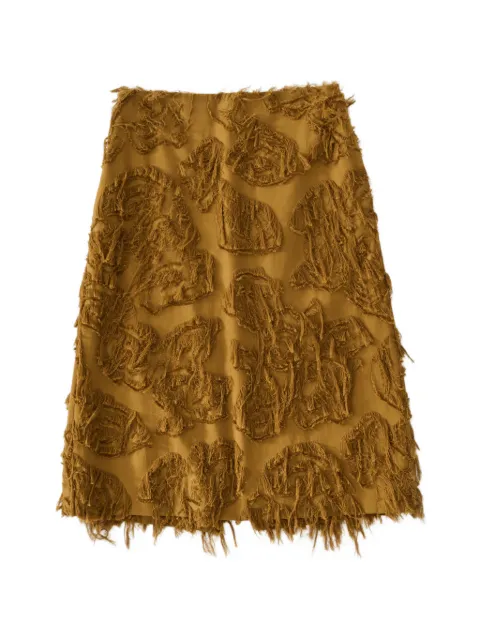 Studio Nicholson Roeper fringe jacquard A-line skirt Brown ROEPERSNW1788FRINGEJACQUARDMUSTARD