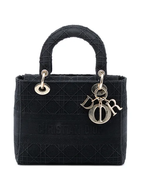Christian Dior Pre-Owned 2019 Medium Canvas Cannage Lady D Lite satchel Black J5YGM6CNROVA5YGK