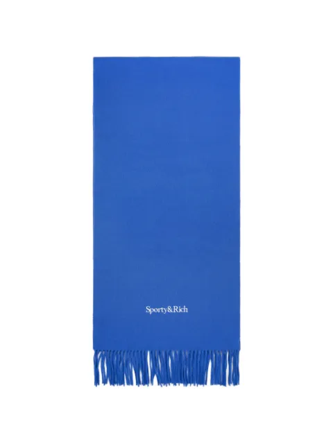 Sporty & Rich serif-logo fringe scarf Blue AC08467300BL1311