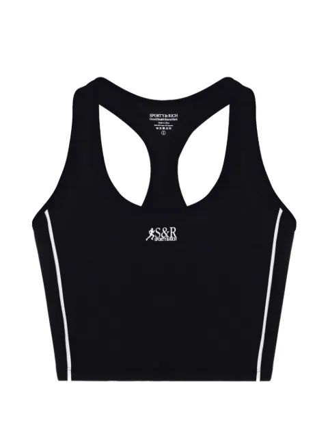 Sporty & Rich SR logo-print racerback tank top Black TO06367139BA012