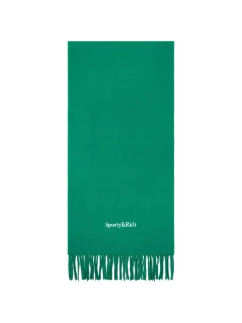 Sporty & Rich fringe logo-detail scarf Green AC08467300GR371