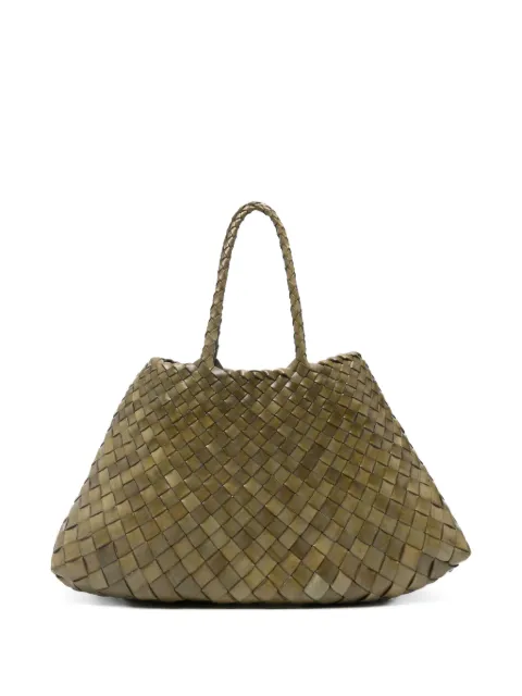 DRAGON DIFFUSION small Santa Croce woven leather tote bag Green 8893