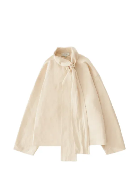 Studio Nicholson Colt tie blouse Neutrals COLTSNW1790POWDERVISCOSELINENCANVAS