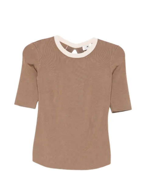 Elisabetta Franchi knit fabric top with shiny viscose bands Neutrals MK67S61E2