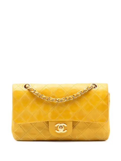 CHANEL Pre-Owned 1996-1997 Small Classic Lambskin Double Flap shoulder bag Yellow UAF4V8EU6S9BYYLF