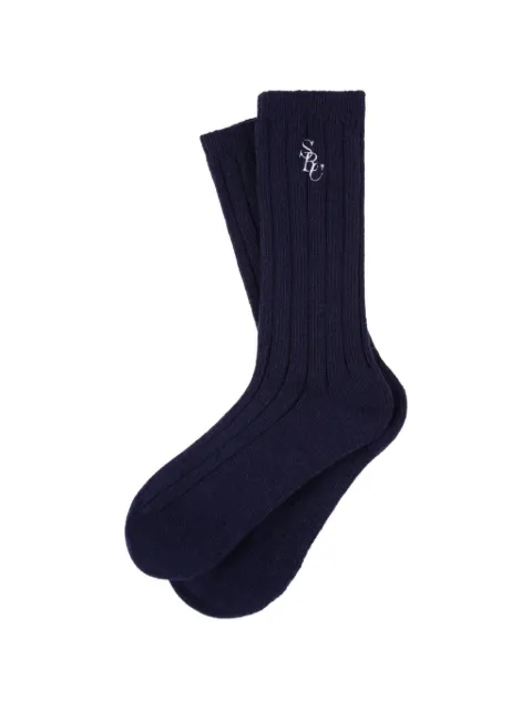 Sporty & Rich ribbed embroidered-logo socks Blue AC07866302BL106