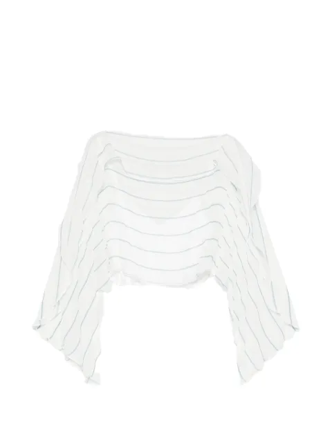 BONDI BORN striped ruffled top White TO20022SG