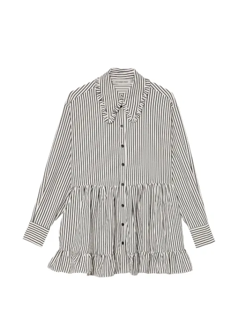 The Ragged Priest Charm Stripe mini shirt dress White RPHL251045WV