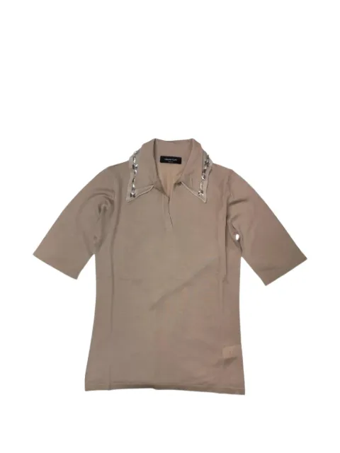 Fabiana Filippi collar-embellished T-shirt Brown MAD266F014L7770157