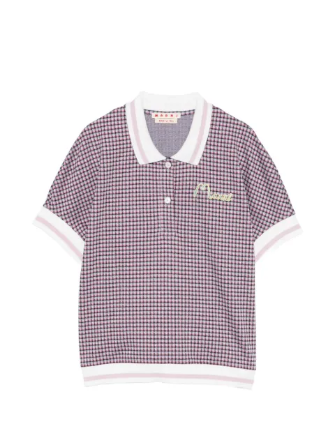 Marni check embroidery polo top Pink THJE0389S0UTVA63CHC20