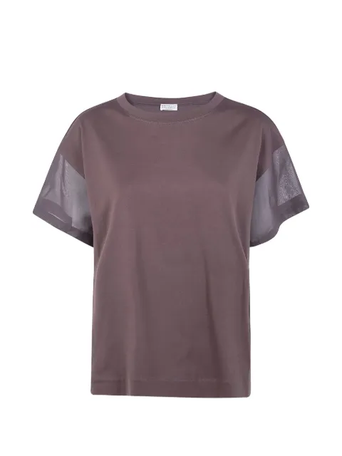 Brunello Cucinelli mesh panelled T-shirt Brown M0T81BX800C8589