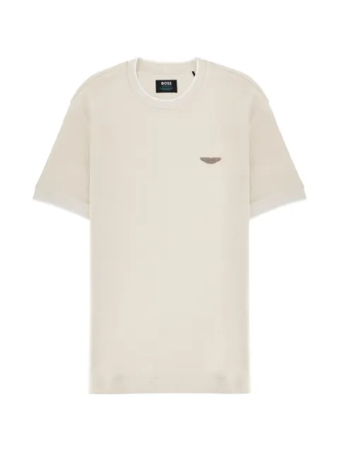 BOSS x Aston Martin crewneck wool-cotton jacquard T-shirt Neutrals 50553812