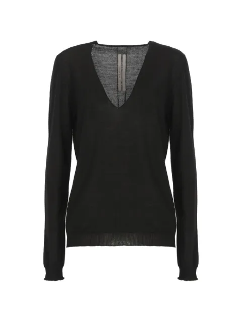 Rick Owens Temple V-neck long-sleeve sweater Black RP01F6623M