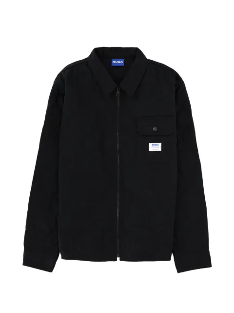 HUGO Ebey logo-patch pocket overshirt Black 50555399