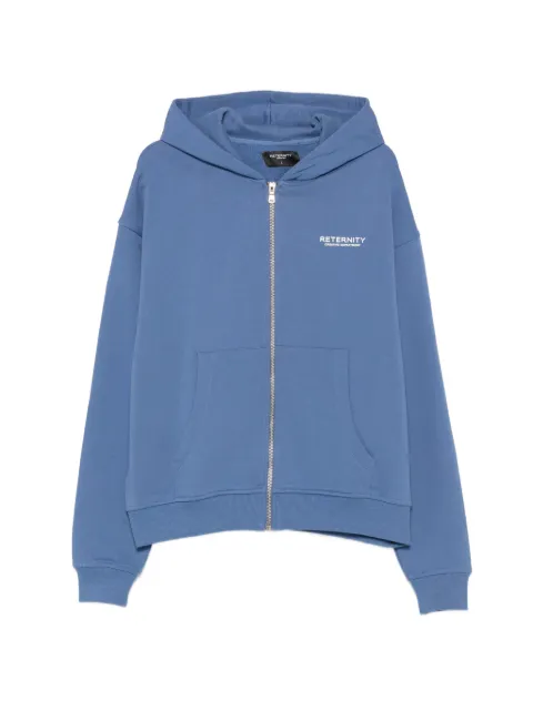 RETERNITY logo-print zip-up hoodie Blue 1006232040