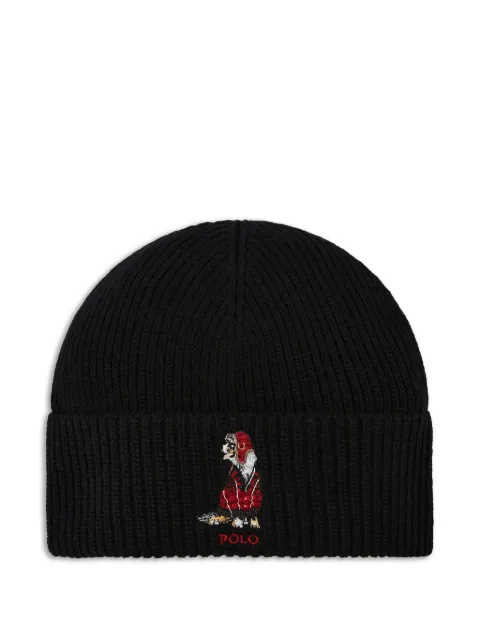 Polo Ralph Lauren Holiday Dog beanie hat Black PC1467001