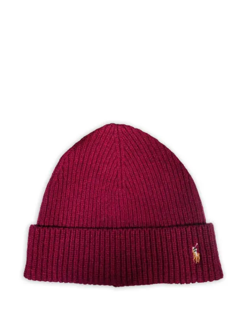Polo Ralph Lauren logo-detail beanie hat Red 6F0101BURG