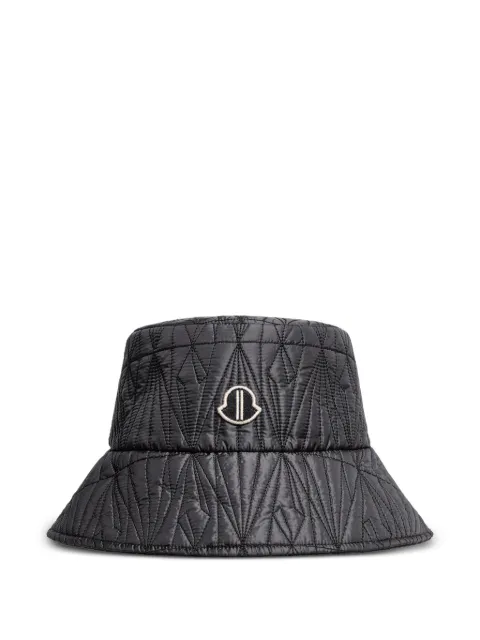 Moncler x Rick Owens quilted logo-patch bucket hat Black MU01F3B01M8263