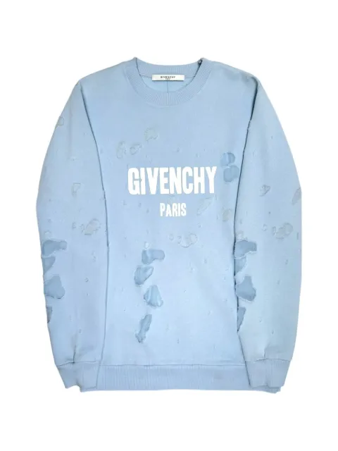 Givenchy distressed logo crew-neck sweatshirt Blue GDLCSBB