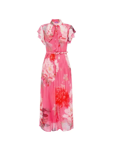 Leo Lin Grace ruffled floral midi dress Pink LLSS260782