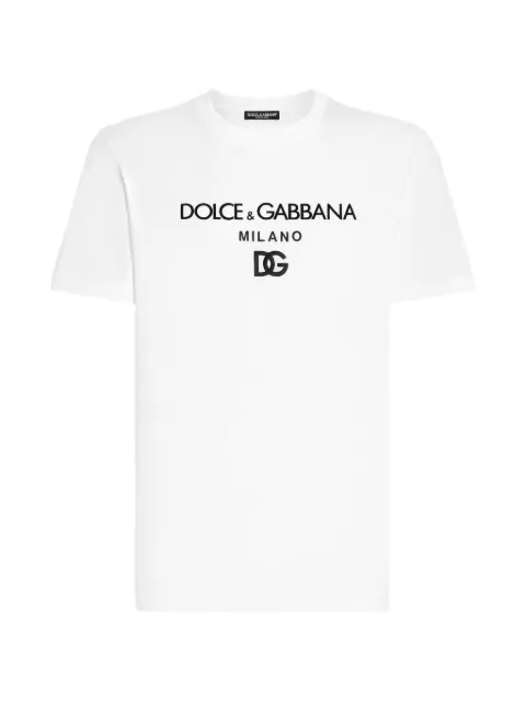 Dolce & Gabbana ribbed logo-embroidery T-shirt White G8PD7ZG7P0H