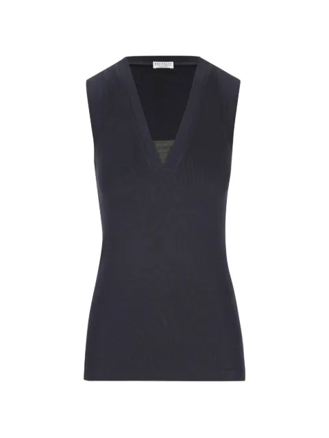 Brunello Cucinelli V-neck top Blue M0TC8EL672C4224