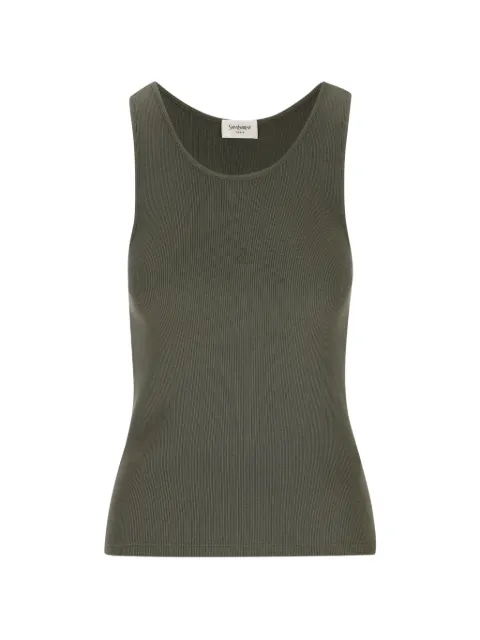 Saint Laurent Cassandre tank top in ribbed cotton jersey Green 842992Y37EC