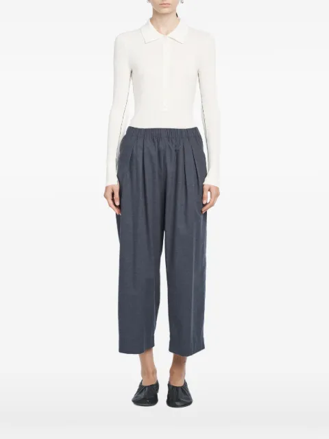 Maria McManus long-sleeve button polo top Neutrals KN00398FCWIVO