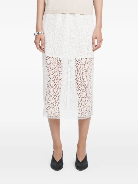 Maria McManus lace ruched midi skirt White SK015LFRLCWHT