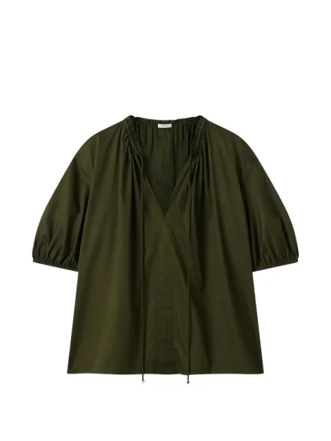 JOSEPH Nador ruffled V-neck top Green JF009752