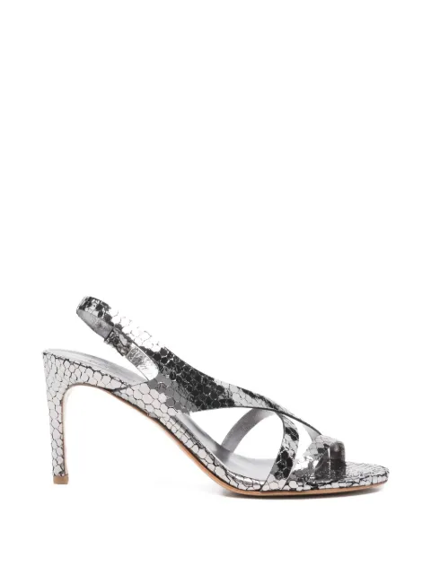 Del Carlo Cannes strappy snakeskin-effect sandals Silver 11527