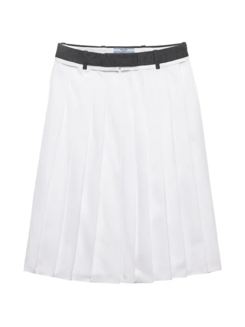 Prada pleated poplin and rush stitch skirt White P161ZSOOO18NO