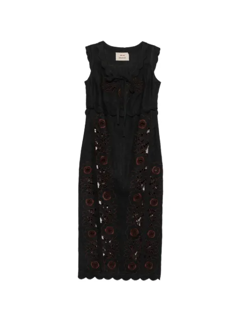 Vita Kin Vanina floral-embroidered midi dress Black LEDM0269VAN2