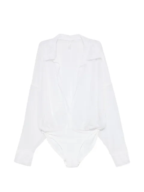 Norma Kamali oversized-fit sheer bodysuit White ST225BMS183944