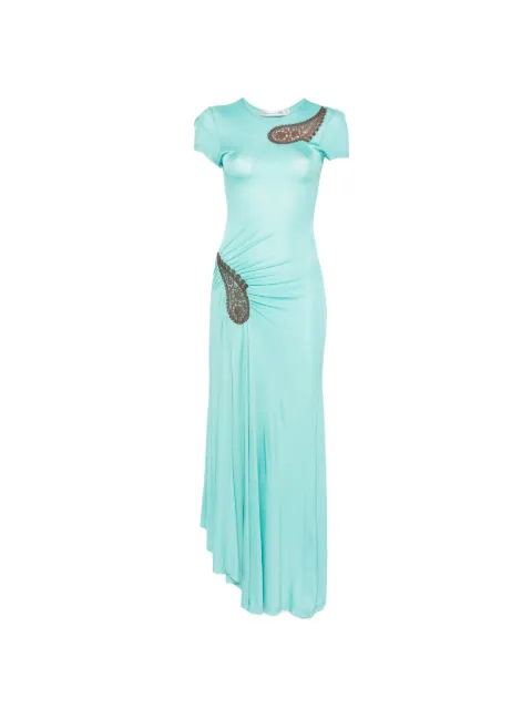 Christopher Esber paisley-lace ribbed dress Blue 26023693