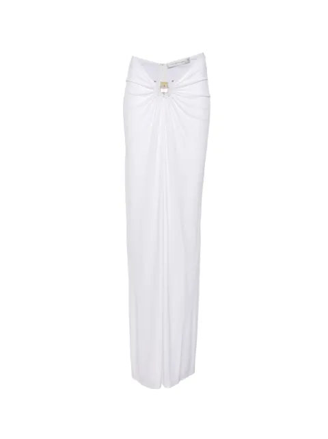 Christopher Esber Bezel Quartz ruched maxi skirt White 24004019