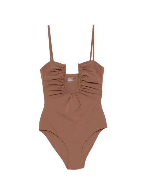 Christopher Esber Arced ruched swimsuit Brown 24047072