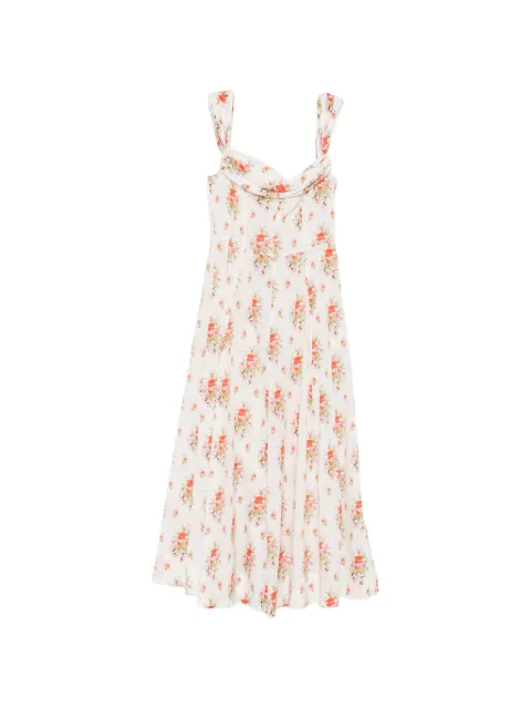 DÔEN Clea floral-print midi dress Neutrals 387920353