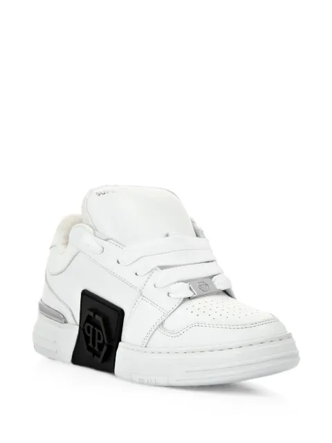 Philipp Plein logo-plaque perforated sneakers White SACSUSC0459PLE025N
